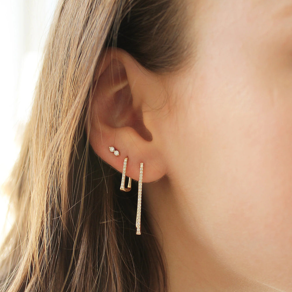 Rachel Reid 14k Diamond Square Huggie Earrings