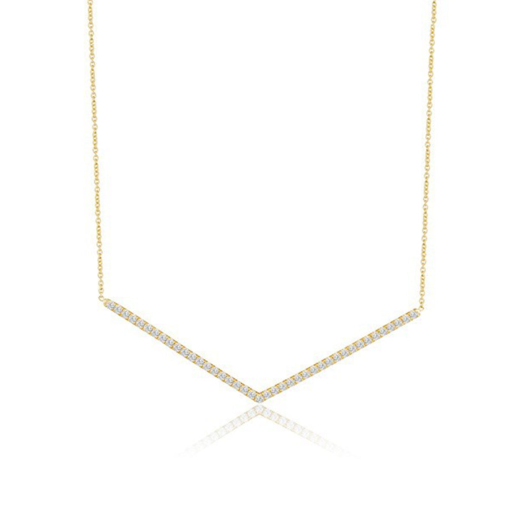 Lisa Nik 18k Gold Diamond Chevron Necklace