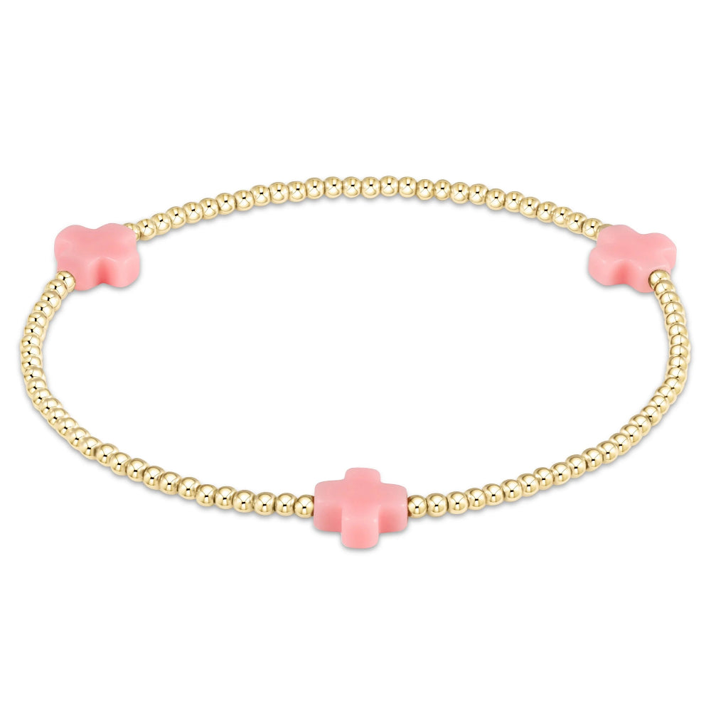 enewton 6.25" Signature Cross 2mm Gold Bracelet - Pink