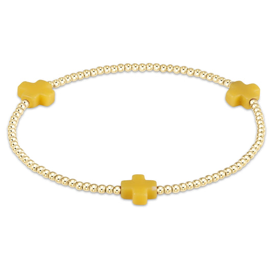 Enewton 6.25" Signature Cross Gold Pattern 2mm Bead Bracelet - Canary