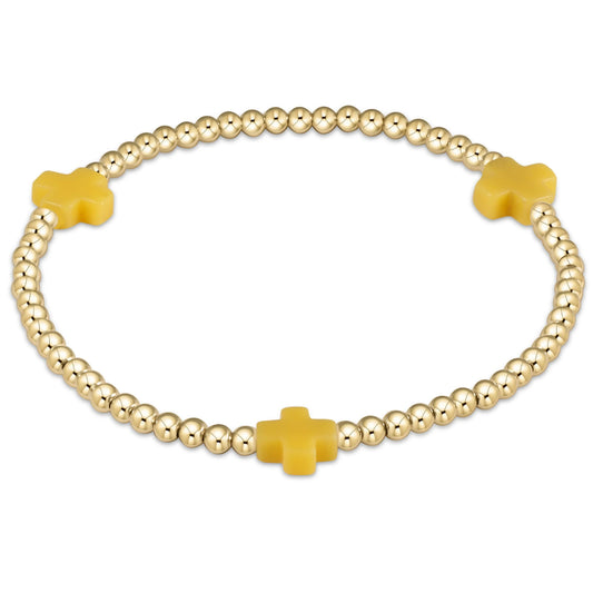 enewton 5.5" egirl Signature Cross Gold Pattern 3mm Bead Bracelet - Canary