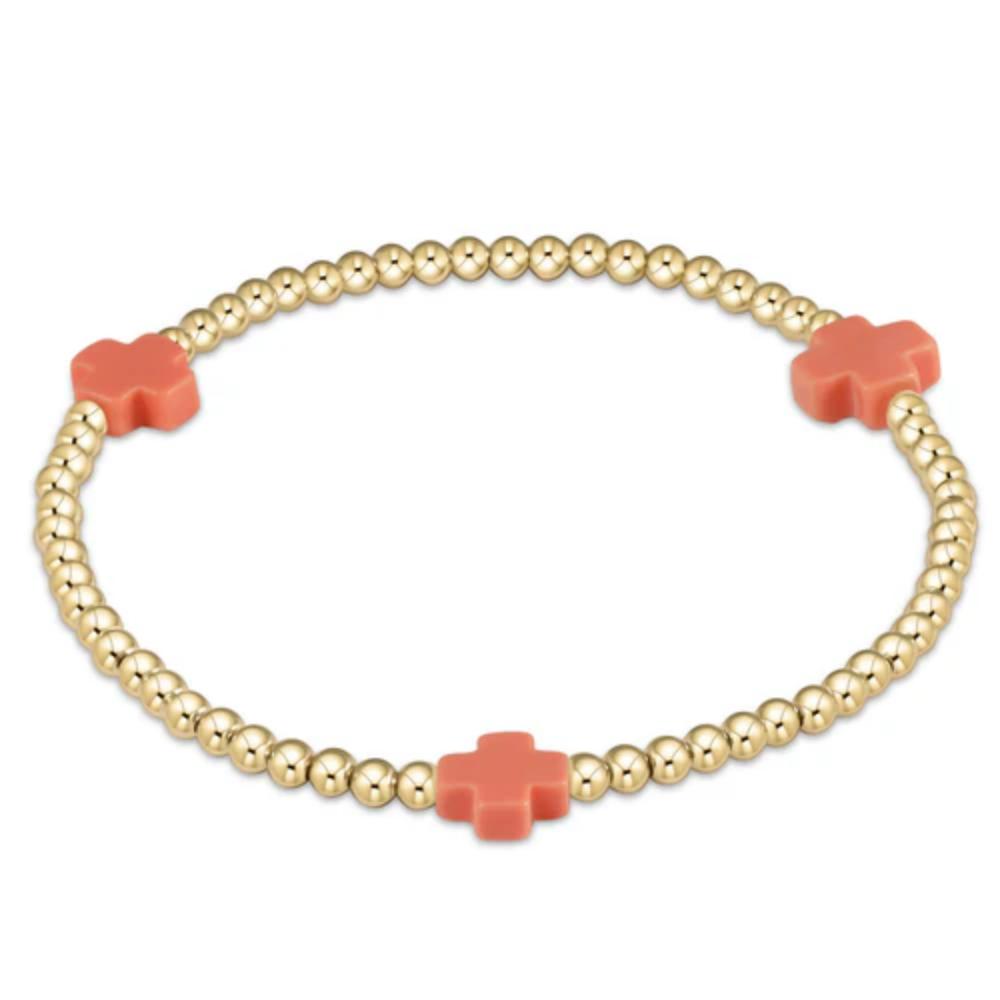 enewton 6.5" Signature Cross 3mm Gold Bracelet - Coral