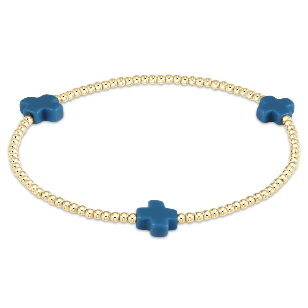 enewton 6.25" Signature Cross 2mm Gold Bracelet - Cobalt