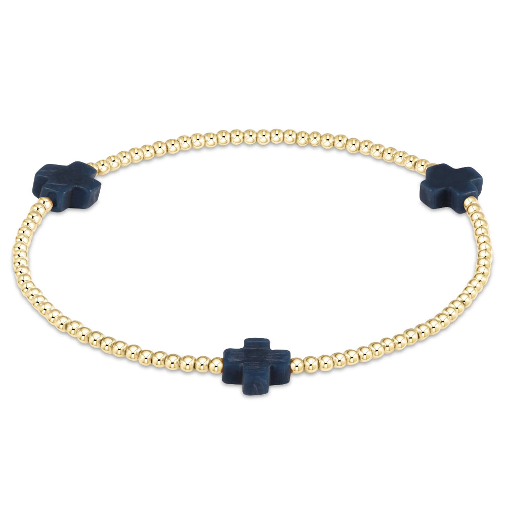enewton 6.25" Signature Cross 2mm Gold Bracelet - Navy