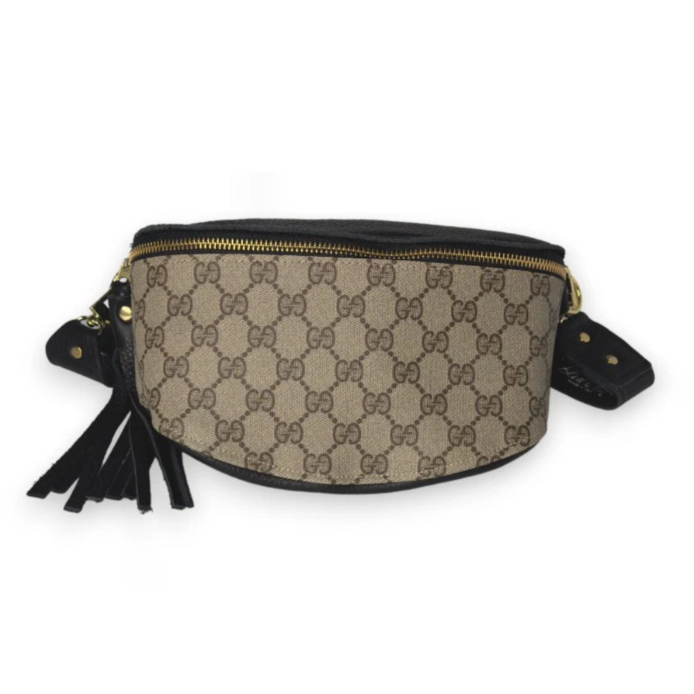Beaudin Designs Britt Belt Bag in Black Leather & Upcycled GG