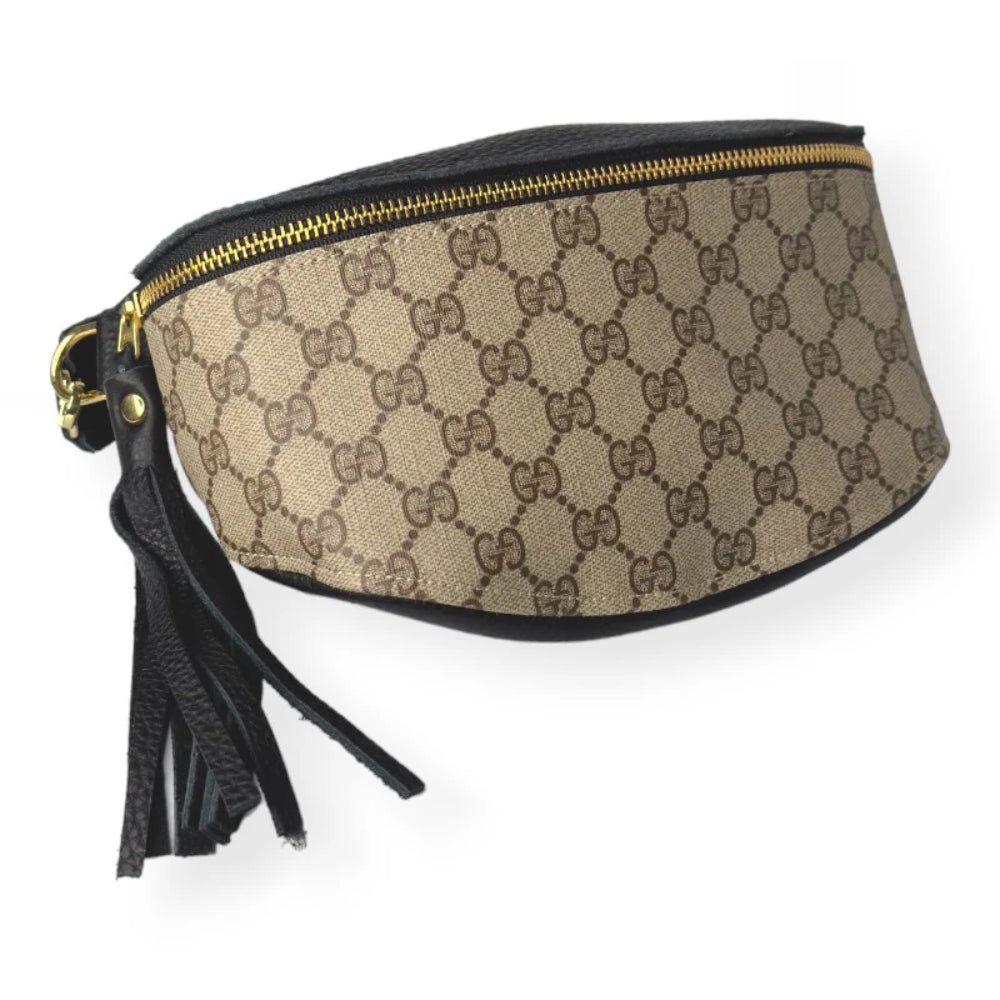 Beaudin Designs Britt Belt Bag in Black Leather & Upcycled GG