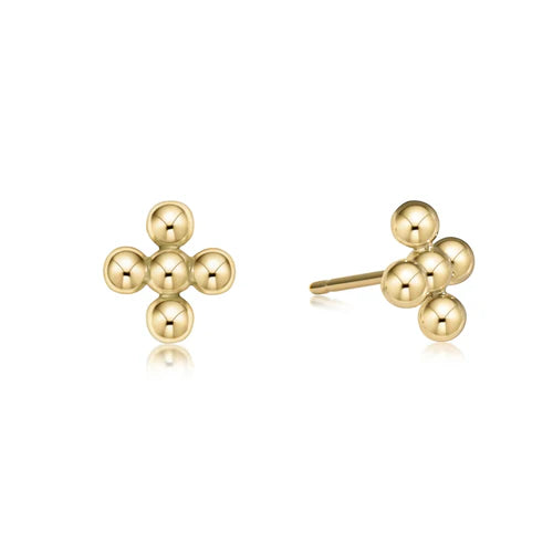 enewton Signature Cross Beaded 3mm Gold Stud