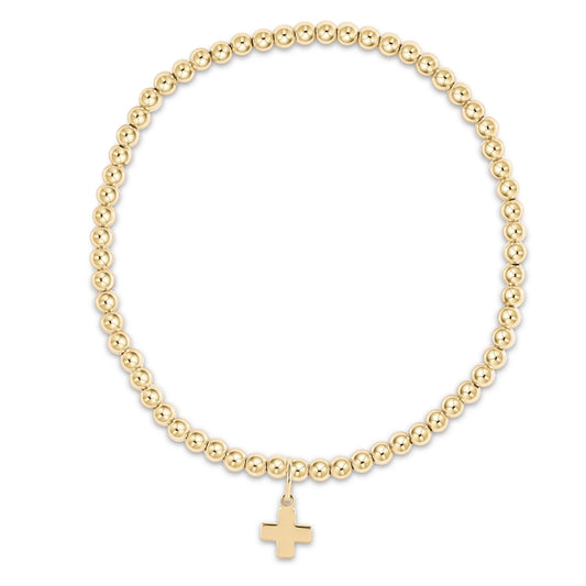 enewton 7.25" Extends Gold 3mm Bead Bracelet - Signature Cross Gold Charm
