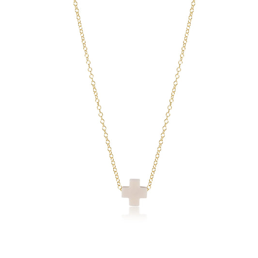 enewton 16" Necklace Gold - Signature Cross Off White