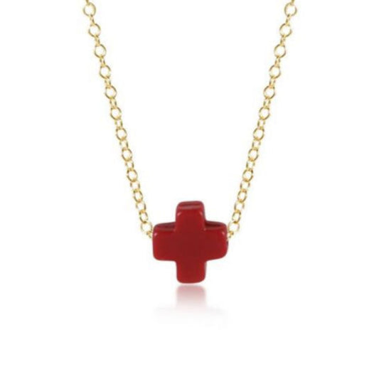 enewton 16" Necklace Gold - Signature Cross Red