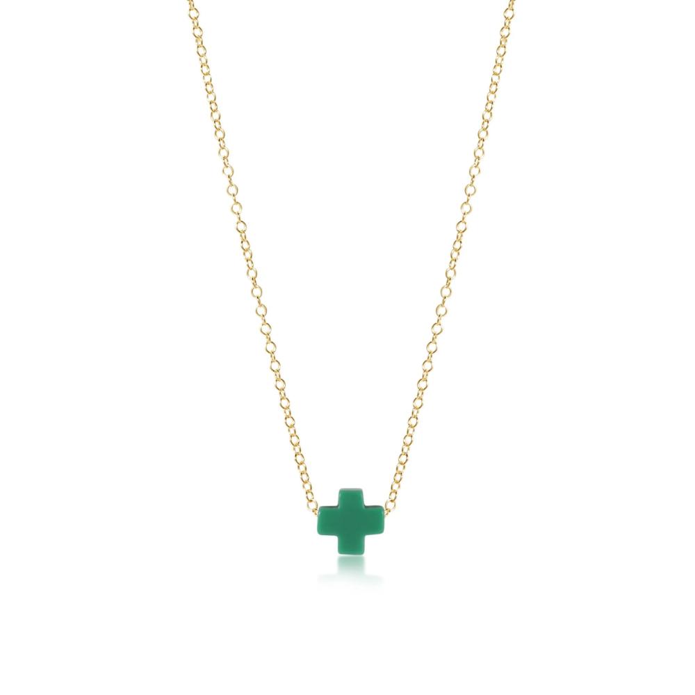 enewton 16" Necklace Gold - Signature Cross Emerald