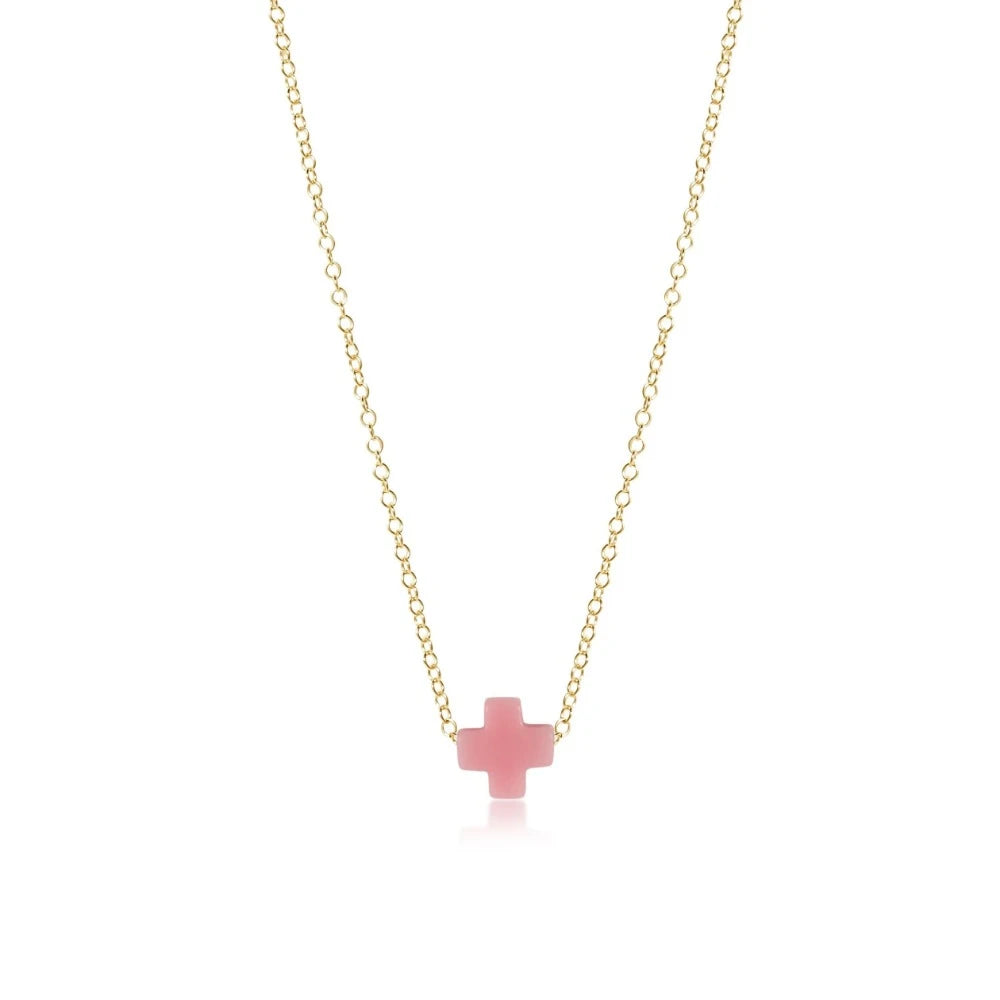 enewton 16" Necklace Gold - Signature Cross Pink