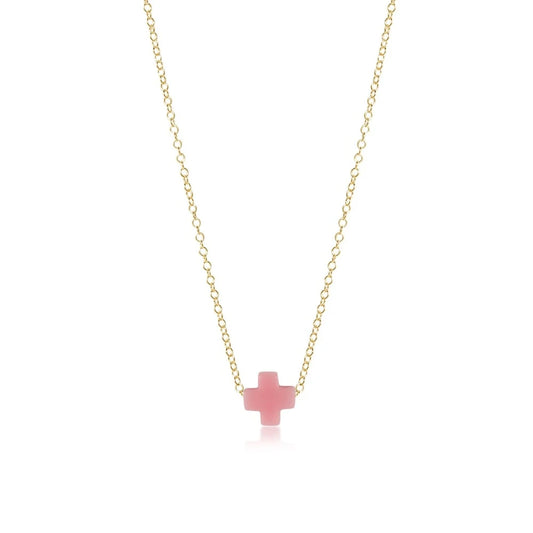 enewton 16" Necklace Gold - Signature Cross Pink