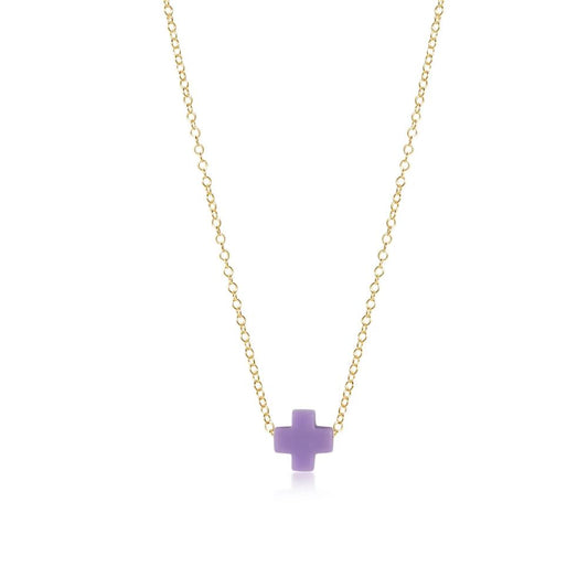 enewton 16" Necklace Gold - Signature Cross Small Charm - Purple