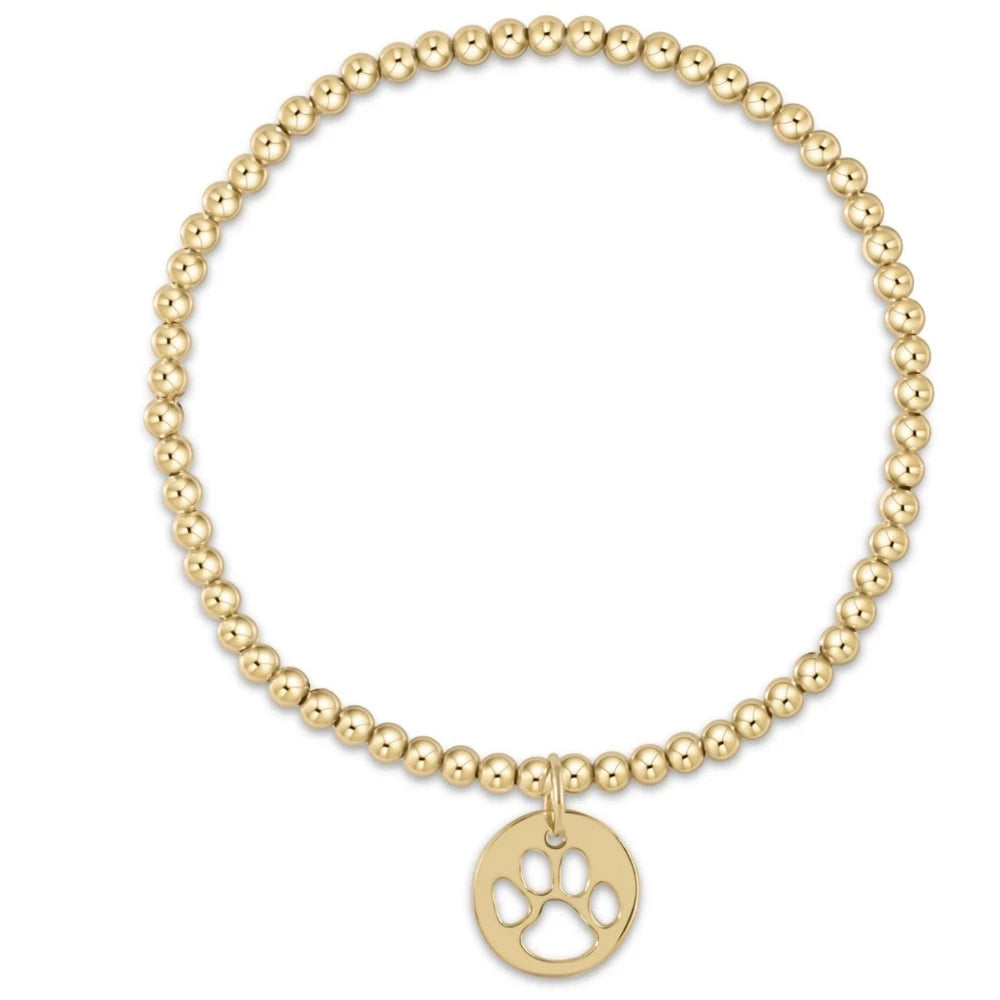enewton 6.25" Classic Gold Bead Bracelet - Paw Print Gold Disc 3mm