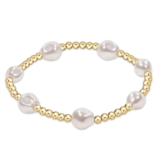 enewton 6.25" Admire Gold 3mm Bead Bracelet - Pearl