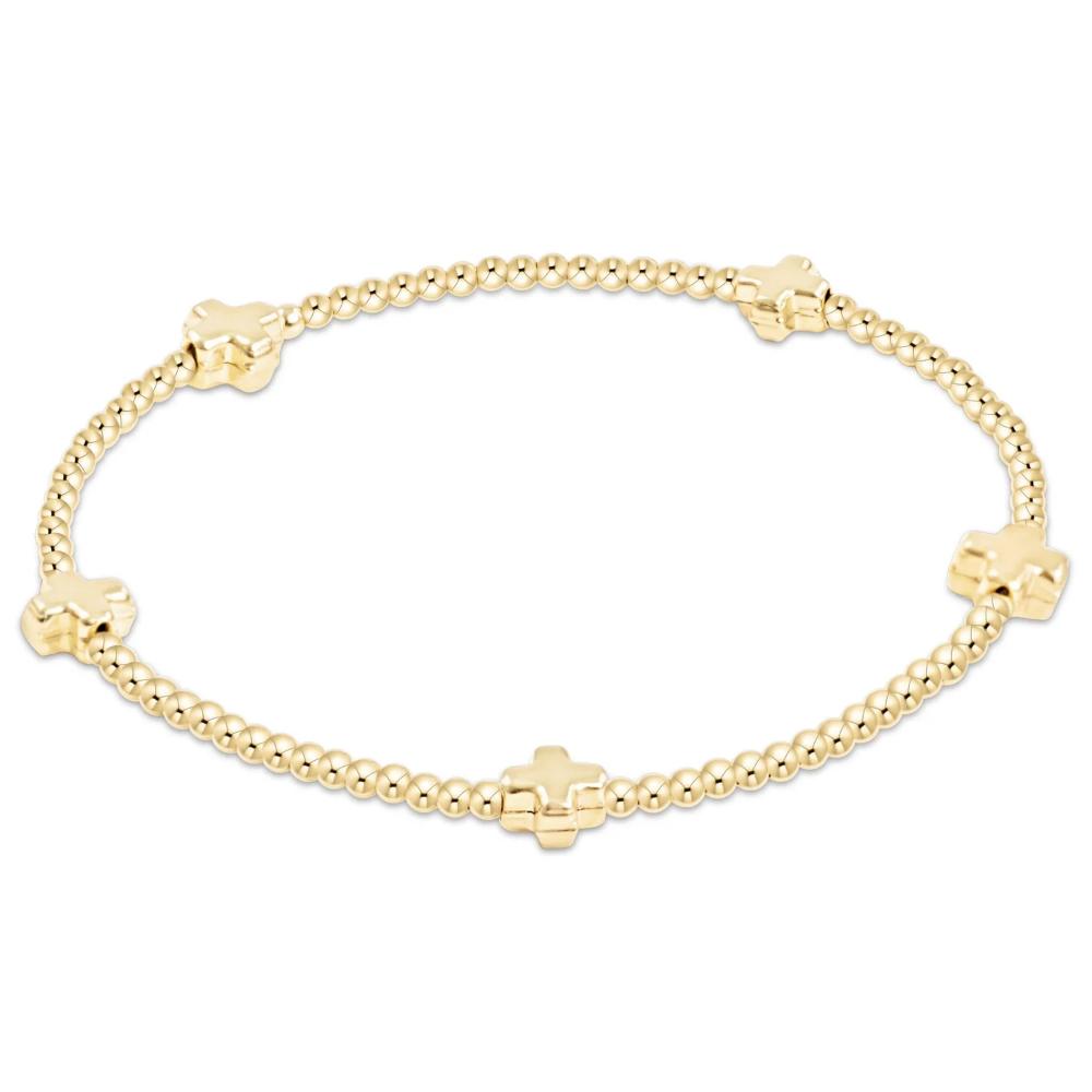 enewton 6.25" Signature Cross Small Gold Pattern 2mm Bead Bracelet - Gold