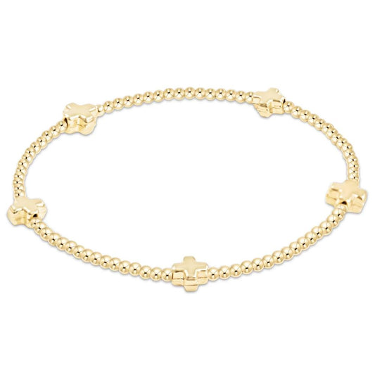enewton 6.25" Signature Cross Small Gold Pattern 2mm Bead Bracelet - Gold