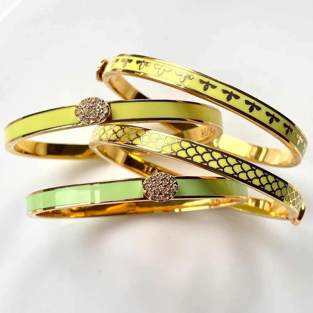 Halcyon Days 6mm Skinny Salamander Gold Hinged Enamel Bangle