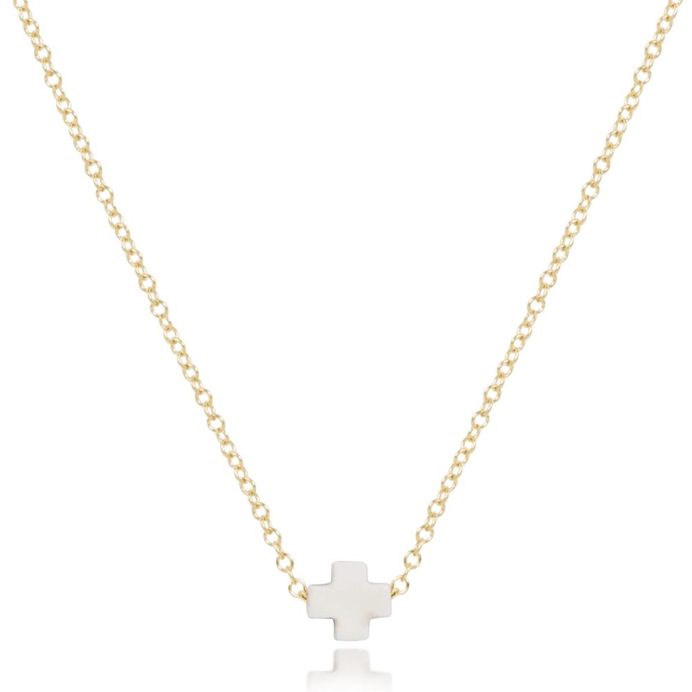 enewton 16" Necklace Gold - Signature Cross Small Charm - Off White