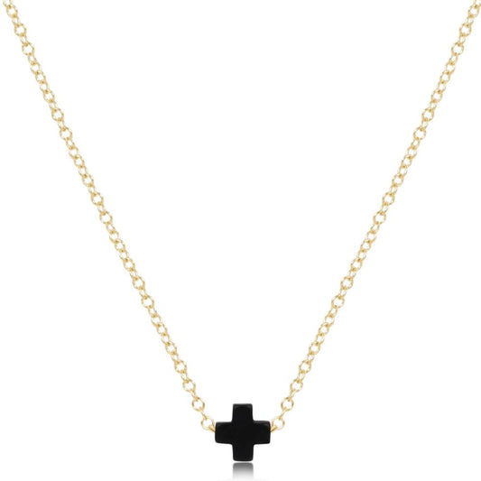 enewton 16" Necklace Gold - Signature Cross Small Charm - Onyx