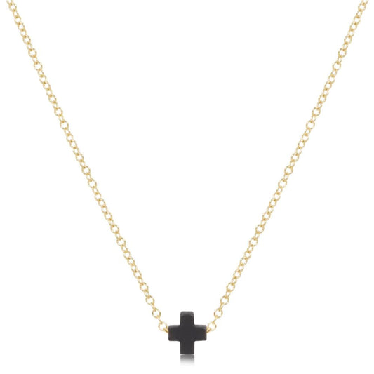 enewton 16" Necklace Gold - Signature Cross Small Charm - Charcoal