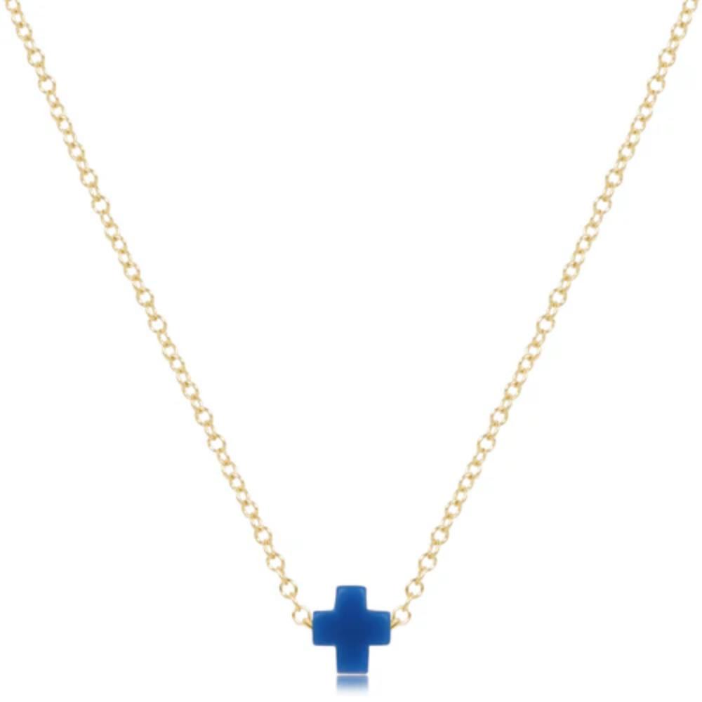 enewton 16" Necklace Gold - Signature Cross Small Cobalt