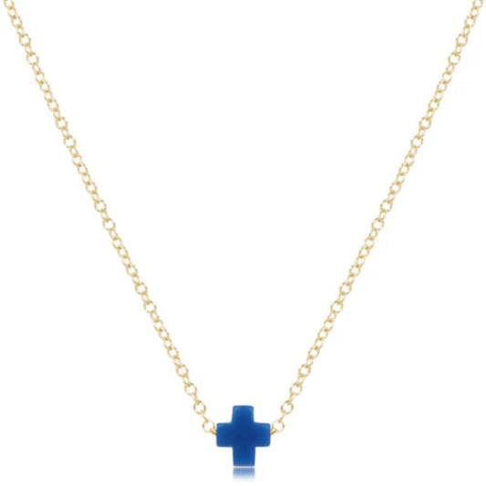 enewton 16" Necklace Gold - Signature Cross Small Cobalt