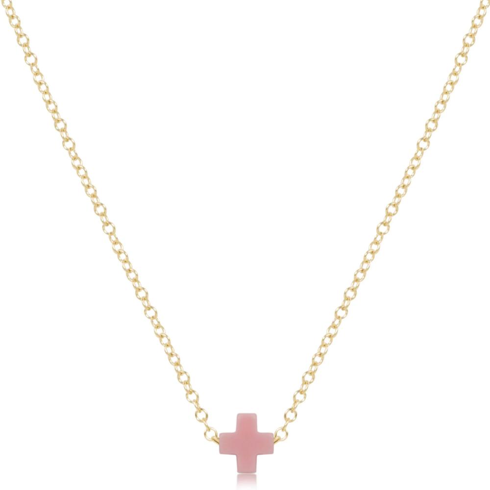 enewton 16" Necklace Gold - Signature Cross Small Pink