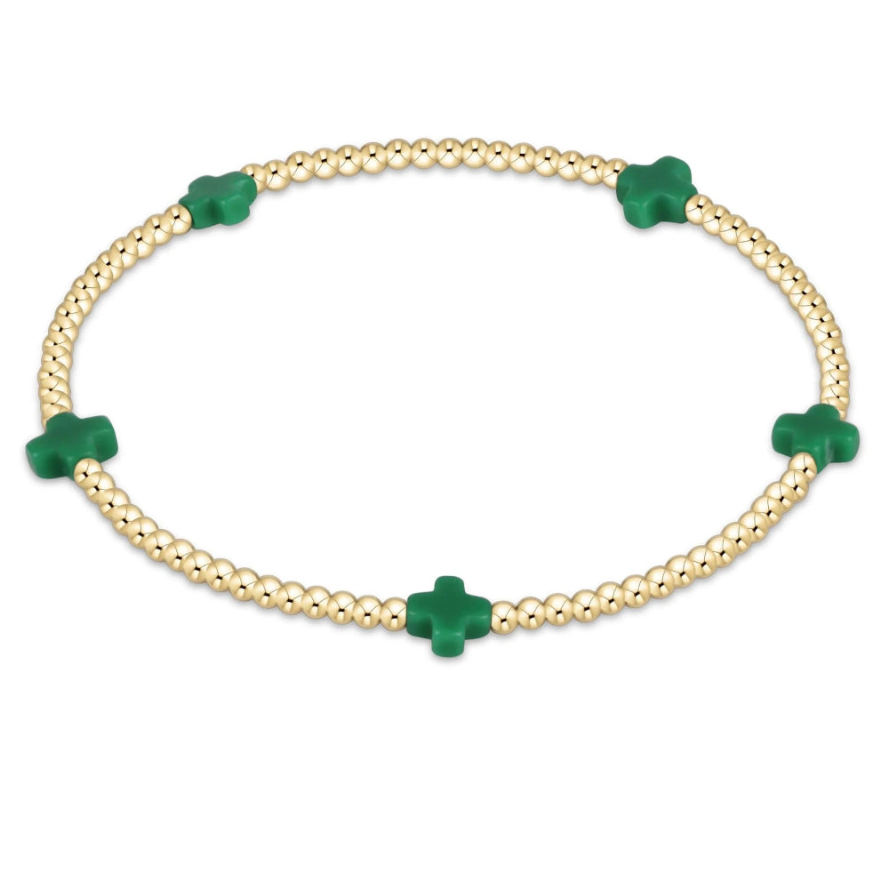 enewton 6.25" Signature Cross Small 2mm Gold Bracelet - Emerald