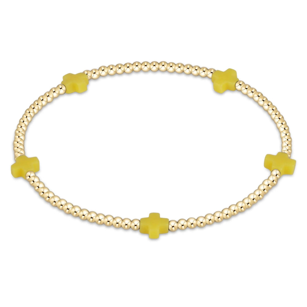 enewton 6.25" Signature Cross Small Gold Pattern 2mm Bead Bracelet - Canary