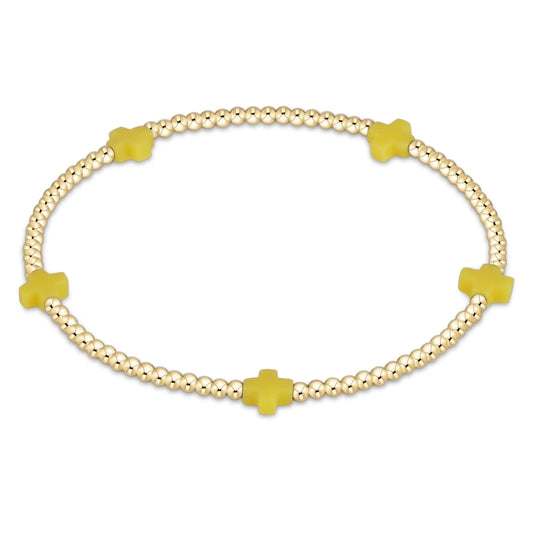 enewton 6.25" Signature Cross Small Gold Pattern 2mm Bead Bracelet - Canary