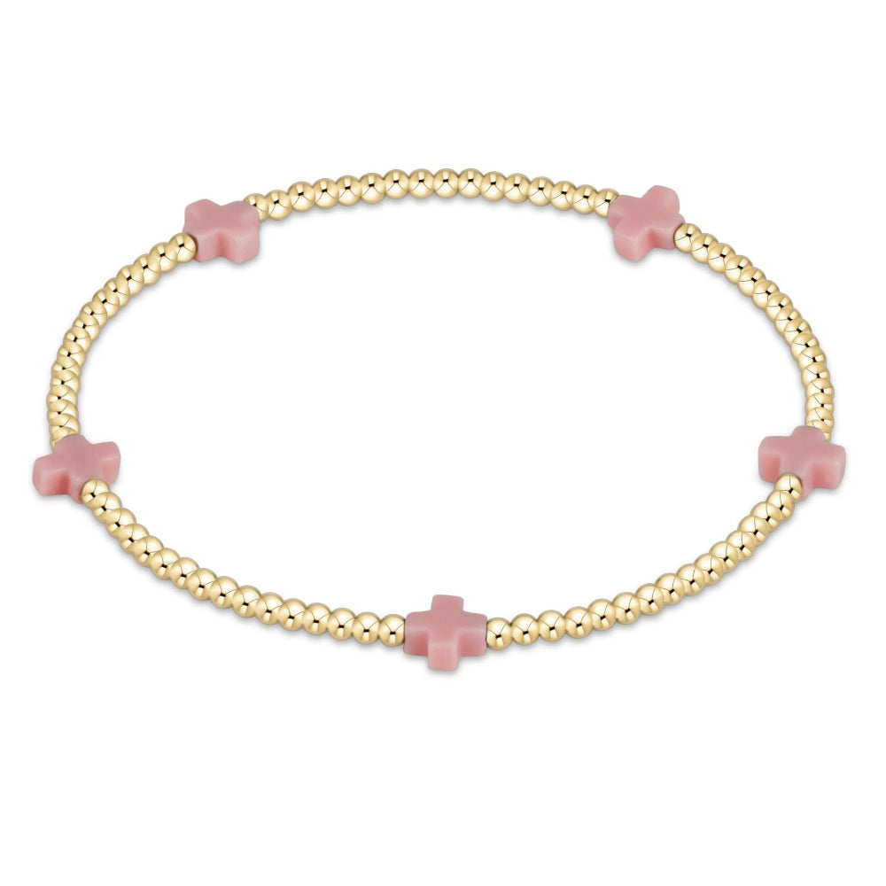 enewton 6.25" Signature Cross Small 2mm Gold Bracelet - Pink