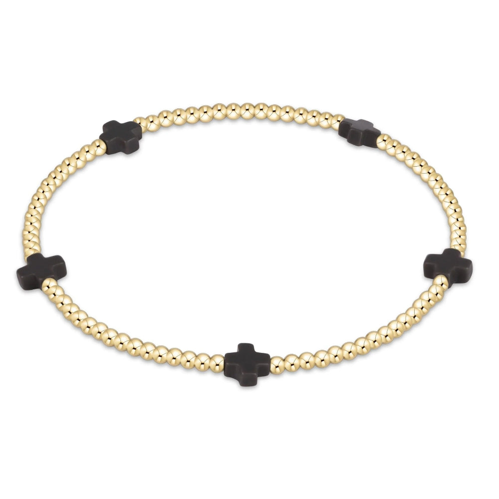 enewton 6.25" Signature Cross Small 2mm Gold Bracelet - Charcoal