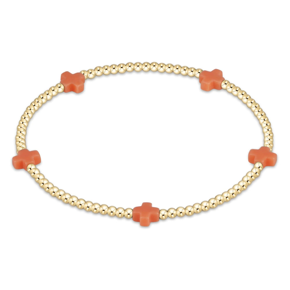 enewton 6.25" Signature Cross Small 2mm Gold Bracelet - Coral