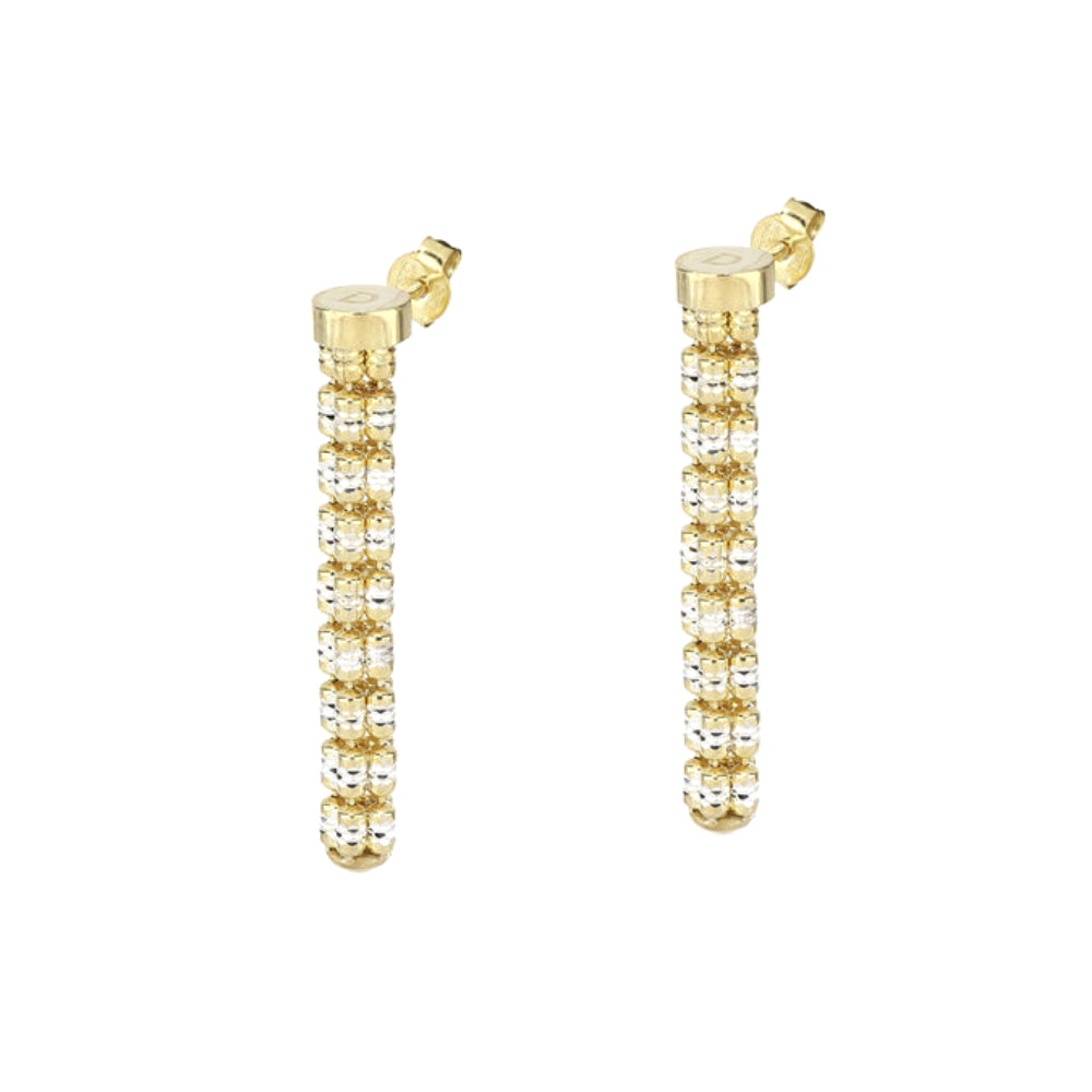 Desmos "Infinity Round" Sterling Silver and Yellow Gold Plated Bar Drop Earrings