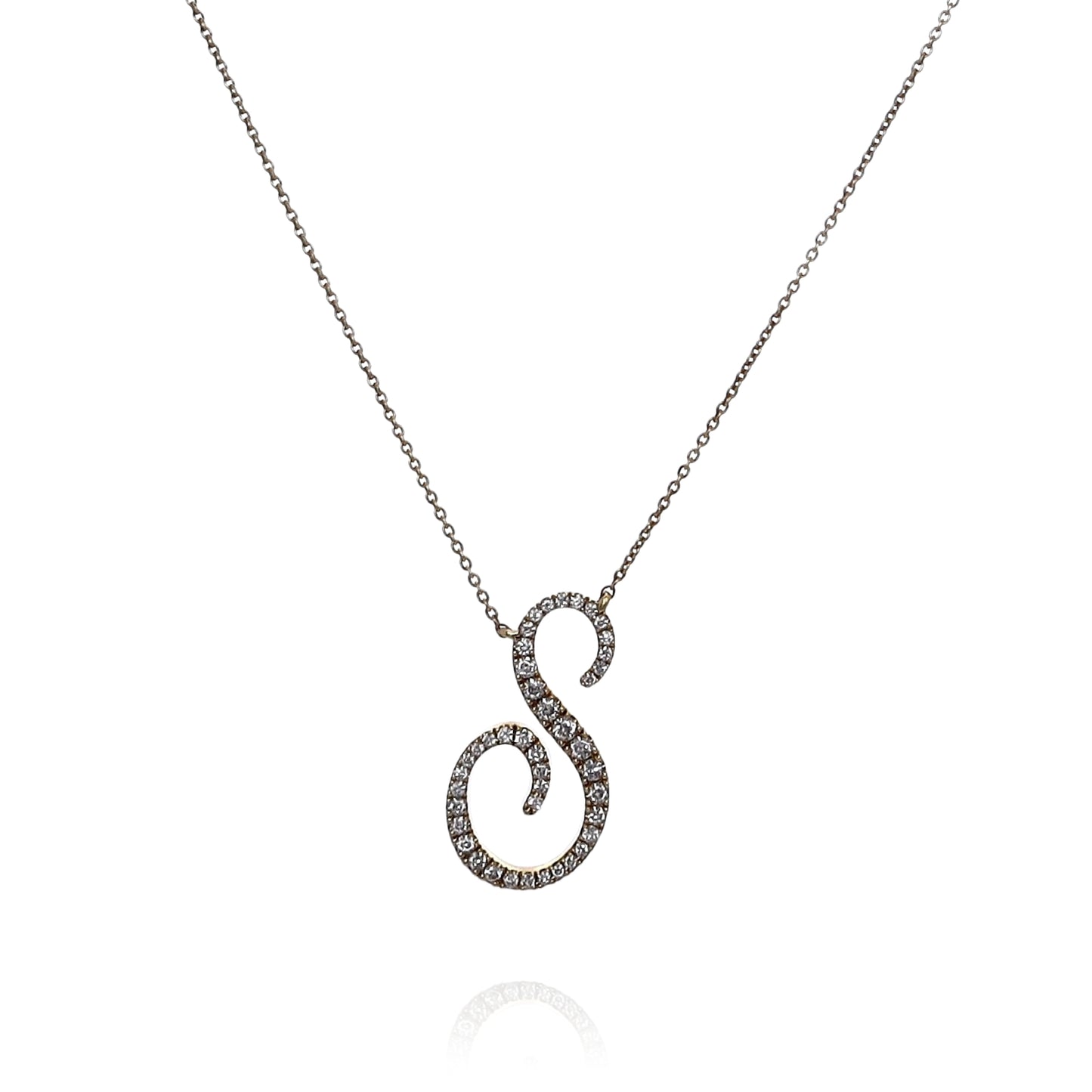 Lisa Nik 18k Yellow Gold 17" Initial 'S' Diamond Pendant Necklace