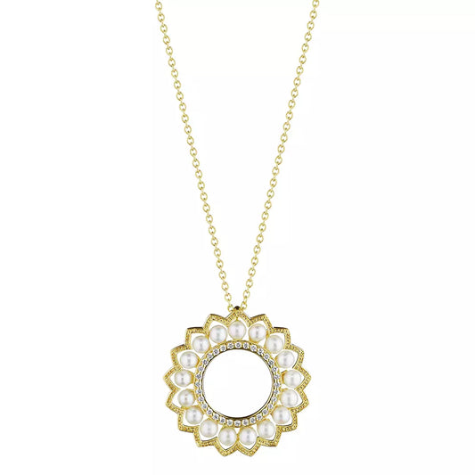 Verragio 18k Belle Beaded Pearl & Diamond Pendant Necklace