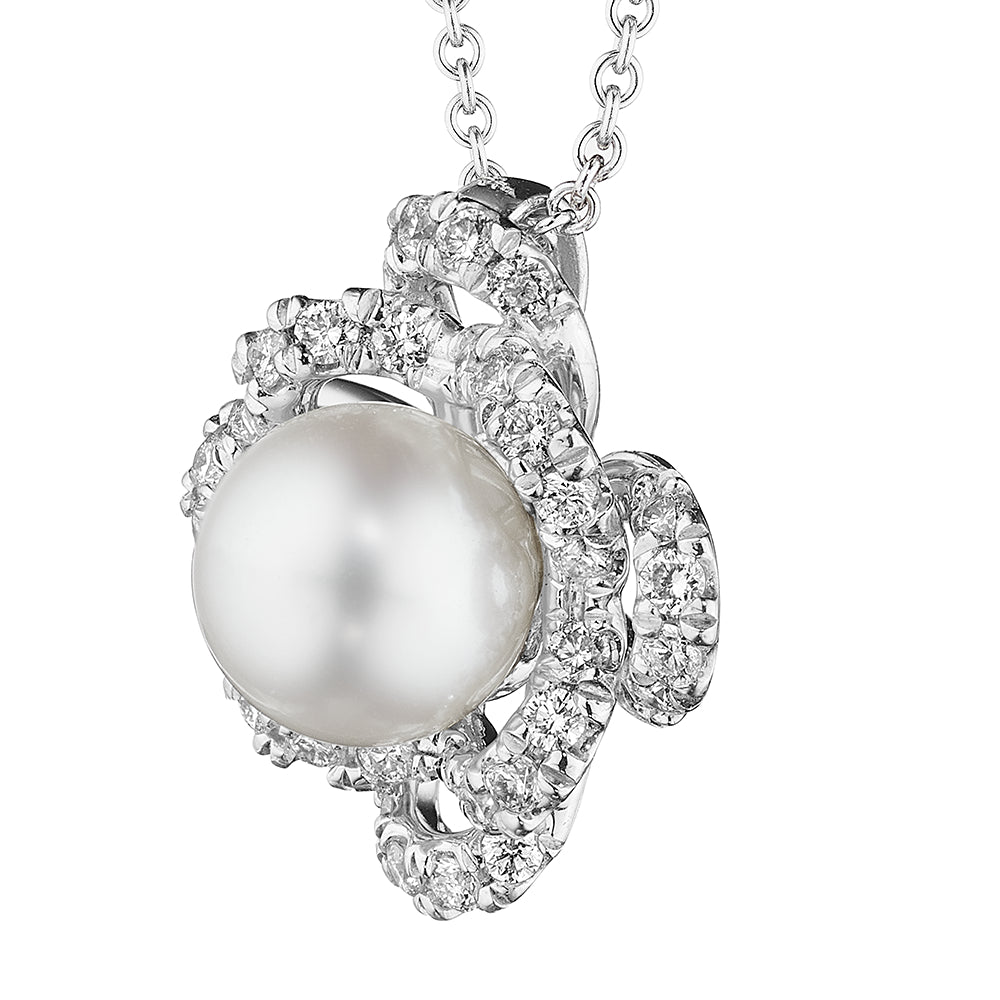 Verragio 18k Floret Diamond & Pearl Center Pendant