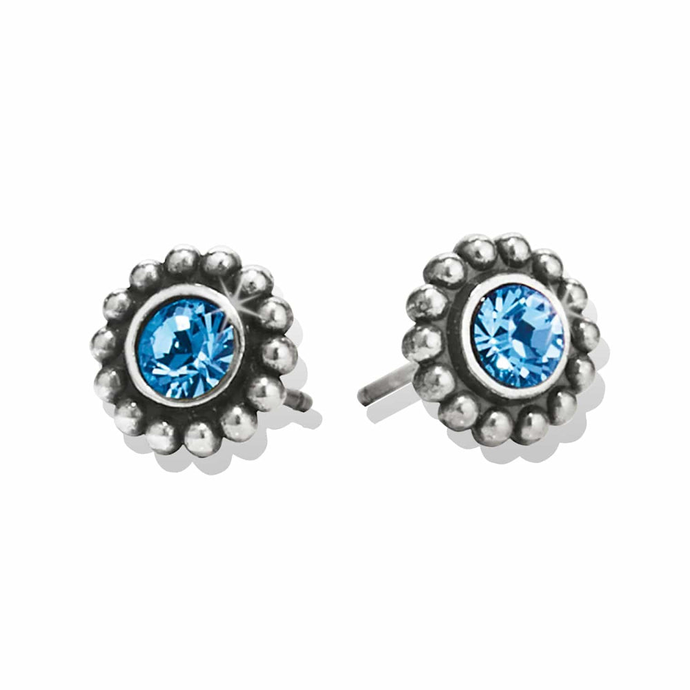 Silver stud earrings with blue gemstone