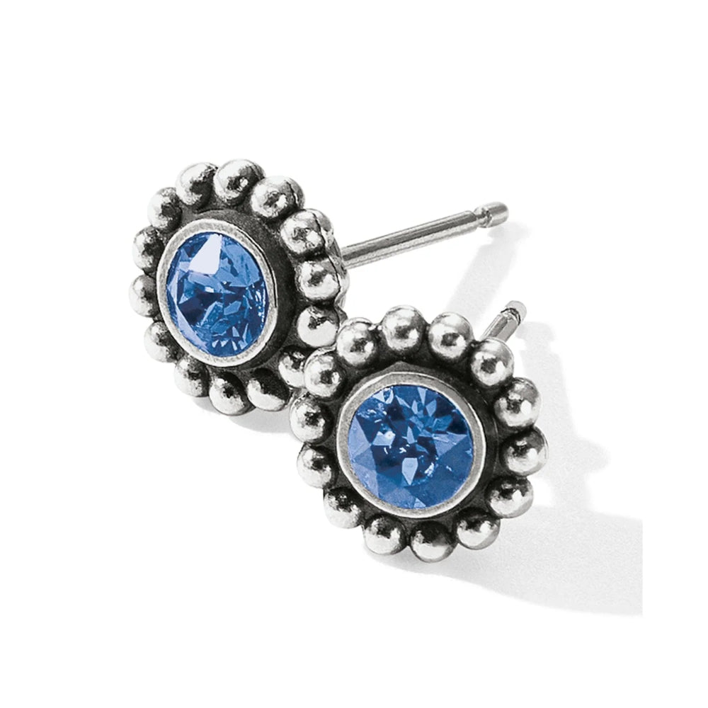 Silver stud earrings with sapphire gemstone