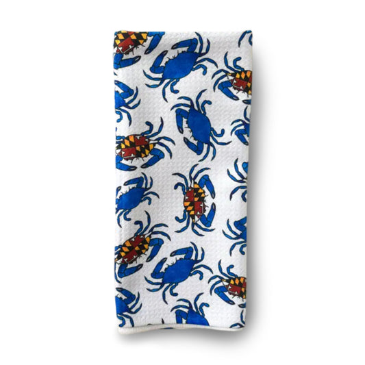Jami Creates White Maryland Flag Crab Patterned Waffle Kitchen Dish Towel