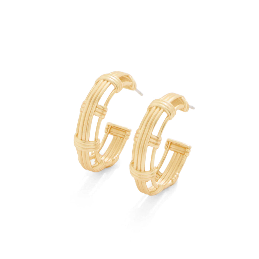Spartina Gold Basket Weave Hoop Earrings