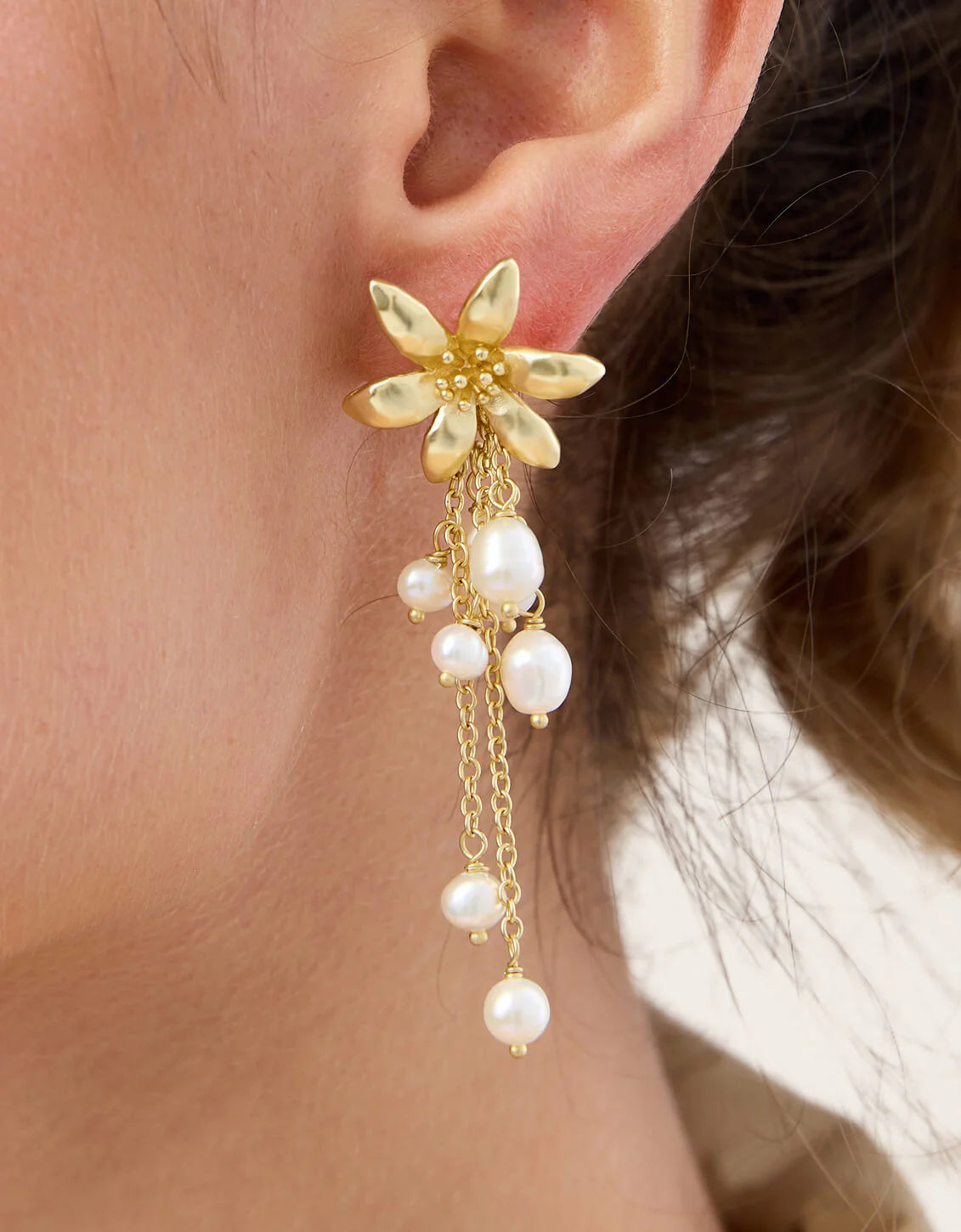 Spartina River Lily Dangle Pearl Earrings