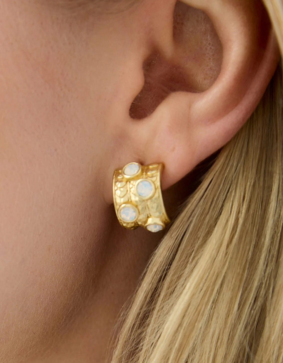 Spartina Karissa Hoop Earrings - White Opal