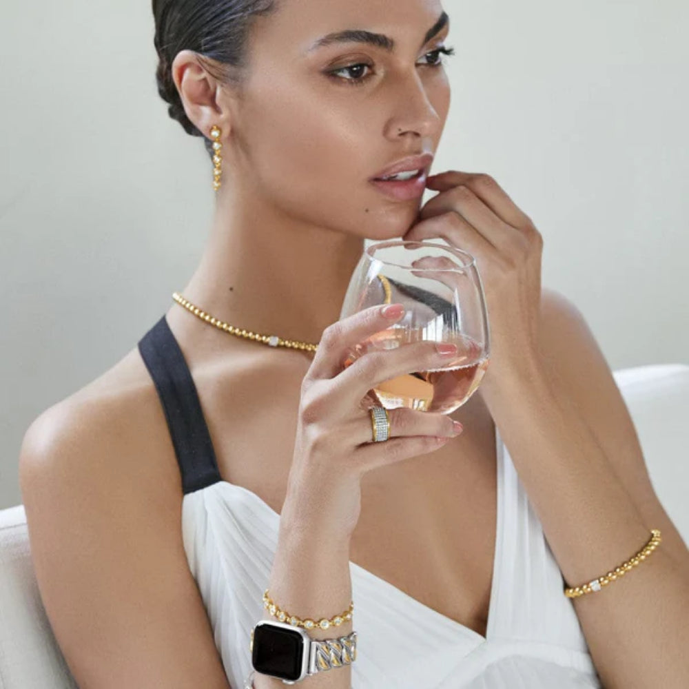 Gold bracelet on model