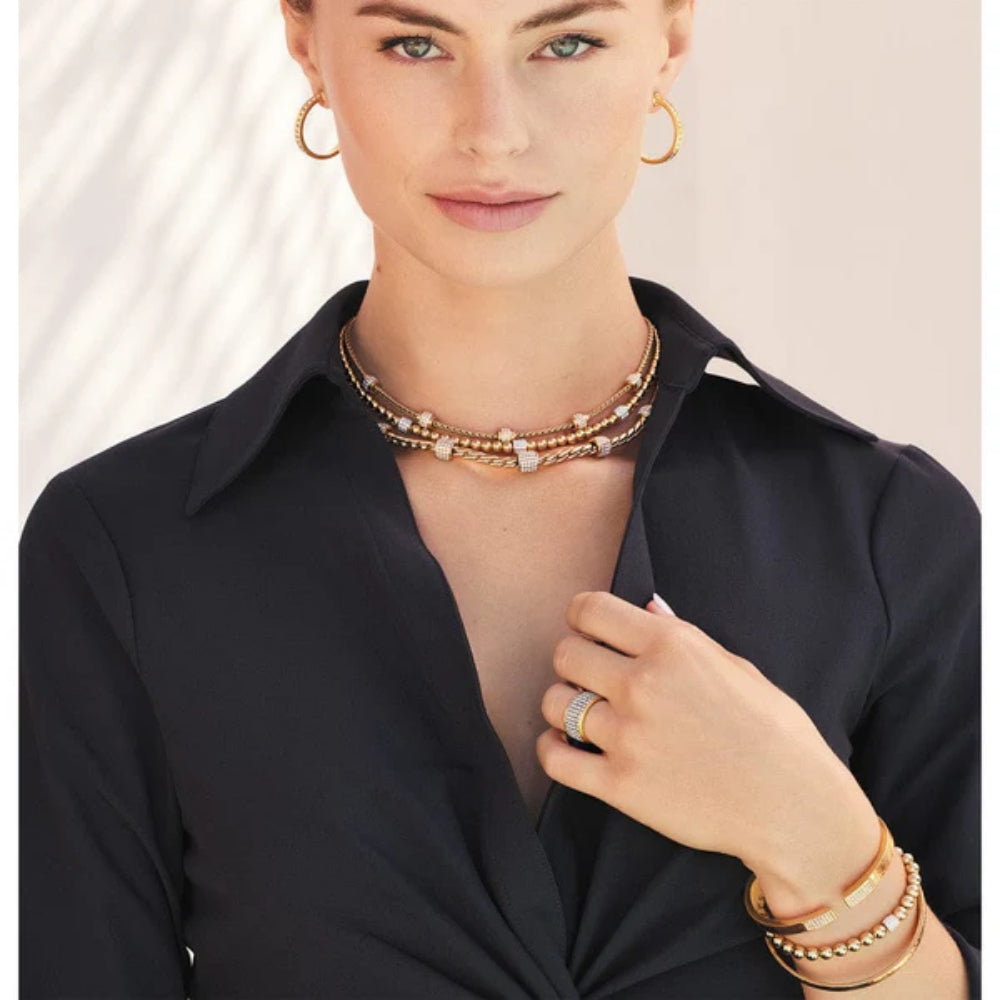 Gold bracelet on model