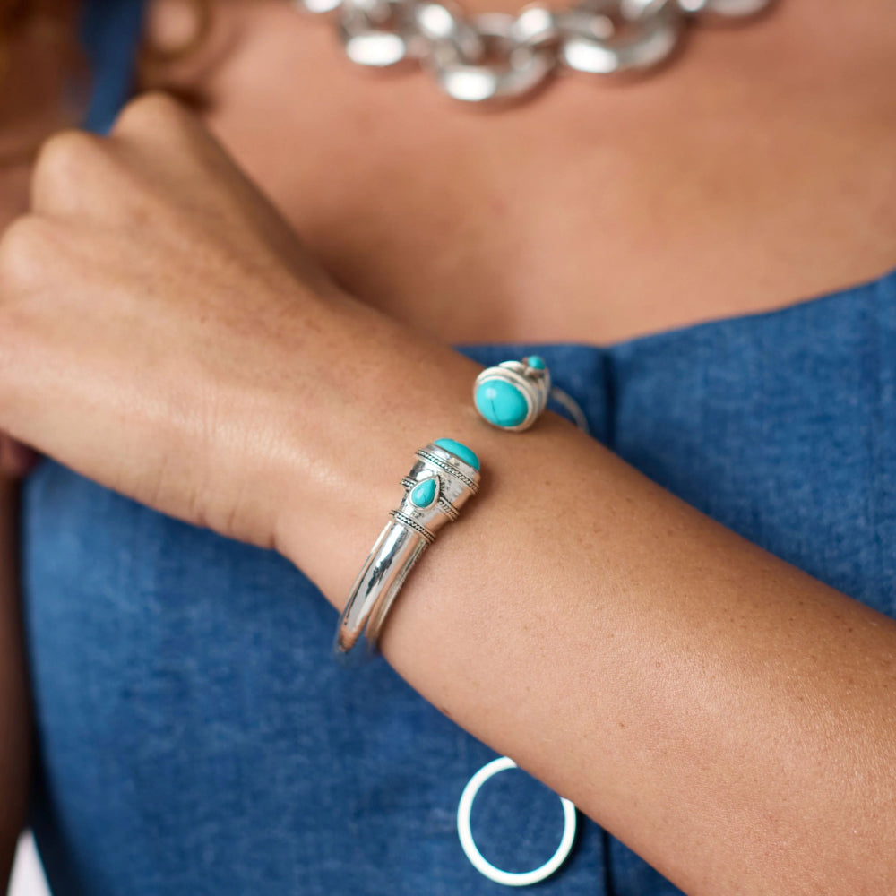 Julie Vos Silver Cannes Demi Cuff - Turquoise Blue – Smyth Jewelers