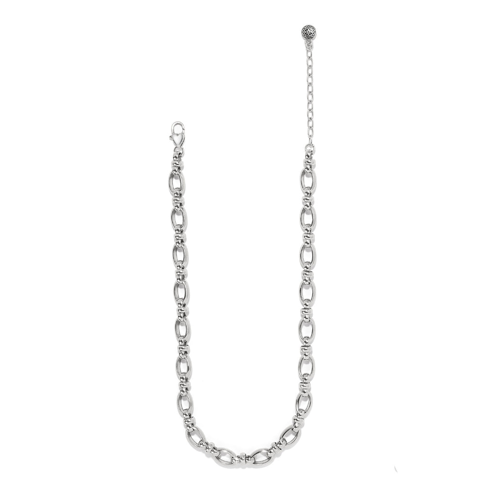 Silver chain necklace on a white background