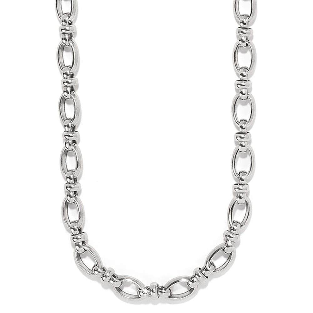 Silver chain necklace on a white background